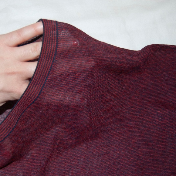 Theory sheer maroon thin-striped sweater - Picture 7 of 9